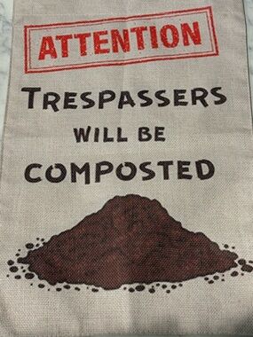 Posh Garden Beige Burlap Sign with Red and Brown Print